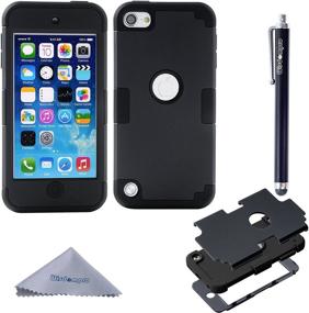 img 4 attached to 📱 Black Wisdompro 3 in 1 Hybrid Case for iPod Touch 5th, 6th, and 7th Generation - Soft Silicone and Hard PC Protective Cover