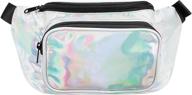 🌟 procase fanny pack holographic - stylish waterproof waist pack for rave party, beach and travel - silver logo