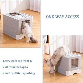 img 3 attached to 🐱 MUYEE Foldable Cat Litter Box: Top Entry, Lid Included - Reduce Litter Tracking, Includes Cat Litter Scoop (Gray)