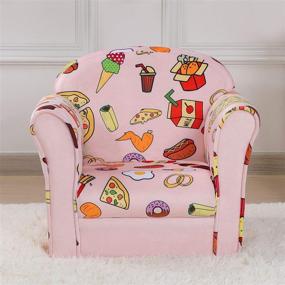 img 4 attached to 🎀 Charming Pink Velvet Kids Sofa Chair: Ideal Mini Upholstered Seat with Wooden Frame - Perfect Baby Gift