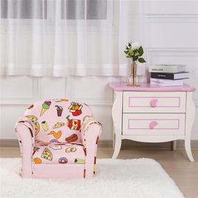 img 3 attached to 🎀 Charming Pink Velvet Kids Sofa Chair: Ideal Mini Upholstered Seat with Wooden Frame - Perfect Baby Gift