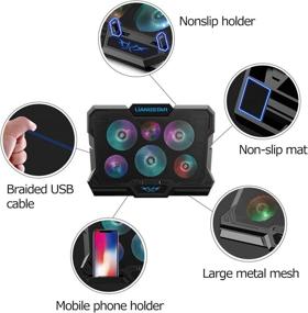 img 1 attached to 🖥️ Portable Laptop Cooling Pad, RGB Laptop Cooler with 6 Quiet Fans, 7 Color Light, for 15.6-17 Inch Gaming Laptops, Slim USB Powered Cooling Fan Stand, Switch Control Fan Speed (Black)