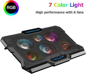 img 2 attached to 🖥️ Portable Laptop Cooling Pad, RGB Laptop Cooler with 6 Quiet Fans, 7 Color Light, for 15.6-17 Inch Gaming Laptops, Slim USB Powered Cooling Fan Stand, Switch Control Fan Speed (Black)