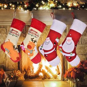 img 2 attached to 🎄 Bstge 4 Pack Personalized Christmas Stockings: 22&#34; Large Xmas Decorations for Family Holiday Party