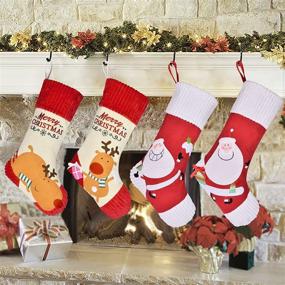 img 4 attached to 🎄 Bstge 4 Pack Personalized Christmas Stockings: 22&#34; Large Xmas Decorations for Family Holiday Party