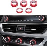 🔴 ramecar honda aluminum car centre console ac air conditioning knob sound volume knob button cover trim (red) - 5pcs for 10th honda accord sedan sport ex ex-l lx 2018 2019 2020 logo