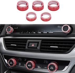 img 4 attached to 🔴 Ramecar Honda Aluminum Car Centre Console AC Air Conditioning Knob Sound Volume Knob Button Cover Trim (Red) - 5pcs for 10th Honda Accord Sedan Sport EX EX-L LX 2018 2019 2020