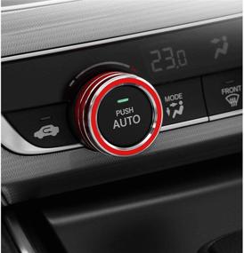 img 1 attached to 🔴 Ramecar Honda Aluminum Car Centre Console AC Air Conditioning Knob Sound Volume Knob Button Cover Trim (Red) - 5pcs for 10th Honda Accord Sedan Sport EX EX-L LX 2018 2019 2020