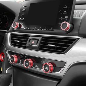 img 3 attached to 🔴 Ramecar Honda Aluminum Car Centre Console AC Air Conditioning Knob Sound Volume Knob Button Cover Trim (Red) - 5pcs for 10th Honda Accord Sedan Sport EX EX-L LX 2018 2019 2020