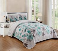 🌺 3-piece luxury lush soft floral flowers coverlet bedspread oversized bed cover set - lily (king/cal-king, turquoise) - better home style logo