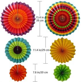 img 3 attached to 🎉 Hola Fiesta: Vibrant Rainbow Paper Fan Decorations for Celebration, Wedding, Birthday, Carnival & Welcome Parties - Set of 12