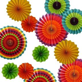 img 4 attached to 🎉 Hola Fiesta: Vibrant Rainbow Paper Fan Decorations for Celebration, Wedding, Birthday, Carnival & Welcome Parties - Set of 12