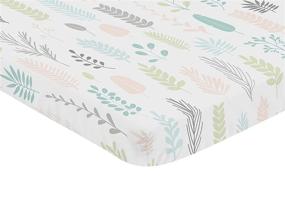 img 2 attached to 🌿 Sweet Jojo Designs Pink Grey Tropical Leaf Baby Nursery Fitted Sheet for Mini Crib or Pack and Play - Blush, Turquoise, Gray, Green Botanical Rainforest Sloth Collection