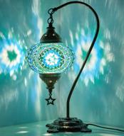 🪔 handmade turkish moroccan colorful mosaic antique table desk bedside night lampshade - turquoise, teal, green логотип