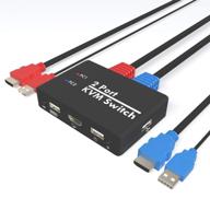 🖥️ high-performance kvm hdmi switch: 2-port usb 4k@60hz switcher, easily share keyboard, mouse, printer, and monitor between 2 pcs, one-button swapping - ideal for laptop, pc, hdtv logo