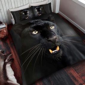 img 1 attached to 🖤 Sleek and Stylish: Black Panther King Size Duvet Cover and Pillowcase Set