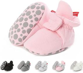 img 4 attached to 👶 BEBARFER Non-Skid Stay On Booties for Newborn Baby Boys and Girls - First Walker Crib Shoes with Stay-On Slippers Socks