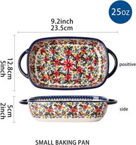 img 3 attached to 🍽️ ONECCI Exotic Daisy Ceramic Baking Dish Set: Blue Casserole & Rectangular Pans for Oven - 2pcs Bakeware Sets for Lasagna & More