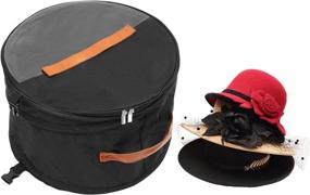 img 4 attached to 🎩 Large Pop Up Hat Box Organizer with Lid for Travel - Round Hat Storage Box for Women & Men - Stuffed Toy and Accessories Storage Organizer, Black