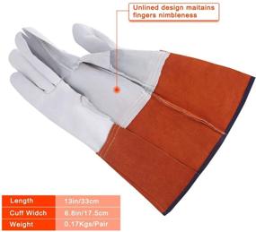 img 1 attached to 🧤 FOOWOO Goatskin TIG Leather Welding Gloves with Kevlar Thread, White-Orange, X-Large Size, 13-Inch Long Cowhide Cuffs