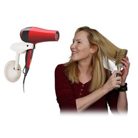 img 4 attached to Enhanced Bestie Hair Dryer Holder - Effortless Hands-Free Blow Drying with Flexible Arm, Secure Wall Mount or Temporary Suction Mount to Mirror