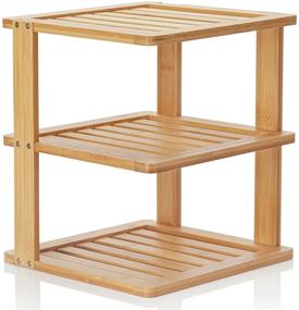 img 4 attached to 🎍 Bamboo Corner Shelf - Multi-tier Organizer for Kitchen, Pantry, and Bathroom Storage