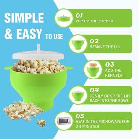 img 1 attached to 🍿 Green Silicone Microwave Popcorn Popper - BPA Free Collapsible Hot Air Popcorn Maker Bowl for Microwave or Oven - Dishwasher Safe – Tahoe Trail