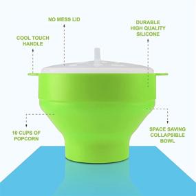 img 2 attached to 🍿 Green Silicone Microwave Popcorn Popper - BPA Free Collapsible Hot Air Popcorn Maker Bowl for Microwave or Oven - Dishwasher Safe – Tahoe Trail