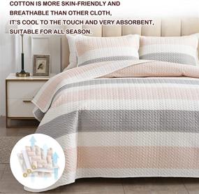 img 2 attached to 💖 Joyreap 3-Piece Quilt Set King - Light Gray and Pink Stripes on White - Soft Bedspread for All Seasons - 1 Quilt + 2 Pillow Shams - 102x90 inches