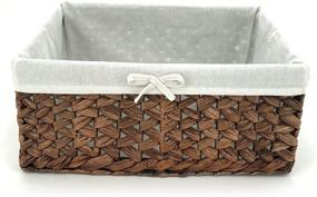 img 1 attached to Medium Water Hyacinth Rectangular Storage Bins with Handle, Kingwillow