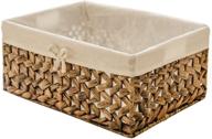 medium water hyacinth rectangular storage bins with handle, kingwillow logo