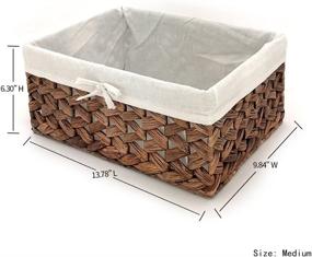 img 3 attached to Medium Water Hyacinth Rectangular Storage Bins with Handle, Kingwillow