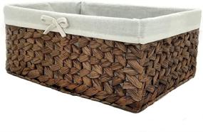 img 2 attached to Medium Water Hyacinth Rectangular Storage Bins with Handle, Kingwillow