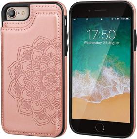 img 2 attached to 📱 Vaburs Embossed Mandala Pattern iPhone 7 iPhone 8 Case Wallet: Premium PU Leather, Card Holder, Double Magnetic Buttons, Flip Shockproof Protective Case in Rose Gold