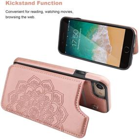 img 1 attached to 📱 Vaburs Embossed Mandala Pattern iPhone 7 iPhone 8 Case Wallet: Premium PU Leather, Card Holder, Double Magnetic Buttons, Flip Shockproof Protective Case in Rose Gold