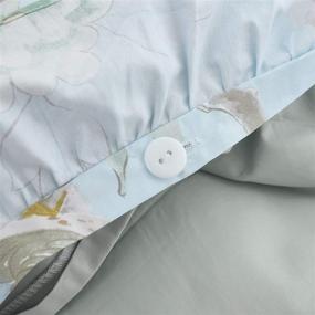 img 1 attached to FADFAY Farmhouse Floral Bedding Set - Shabby Blue Bird Print, French Countryside Chic 🌸 Style, Luxury Bedskirt Collections, 800 Thread Count 100% Egyptian Cotton, 4 Piece Queen Size Bedding