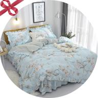 fadfay farmhouse floral bedding set - shabby blue bird print, french countryside chic 🌸 style, luxury bedskirt collections, 800 thread count 100% egyptian cotton, 4 piece queen size bedding logo