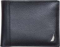 👨 nautica men's black bifold wallet - size logo