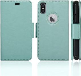 img 3 attached to 📱 Navor Vajio Series Detachable Magnetic Wallet Case with RFID Protection for iPhone Xs/X [Logo Hole] - Mint