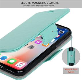 img 1 attached to 📱 Navor Vajio Series Detachable Magnetic Wallet Case with RFID Protection for iPhone Xs/X [Logo Hole] - Mint