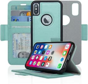 img 4 attached to 📱 Navor Vajio Series Detachable Magnetic Wallet Case with RFID Protection for iPhone Xs/X [Logo Hole] - Mint