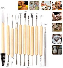 img 1 attached to 🔨 LAMPTOP 61-Piece Pottery and Polymer Clay Tools Set – Steel Tip Tools with Wooden Handles for Pottery Modeling, Carving, and Ceramics