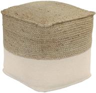 🪑 ashley sweed valley braided square pouf ottoman: stylish 19x19 inches, white & beige design logo