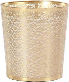 img 3 attached to 🗑️ CosmoLiving by Cosmopolitan 57416: Chic Metallic Gold Pierced Metal Waste Basket with Geometric Pattern – Glam Style Décor at 9” x 10”