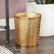 🗑️ cosmoliving by cosmopolitan 57416: chic metallic gold pierced metal waste basket with geometric pattern – glam style décor at 9” x 10” logo