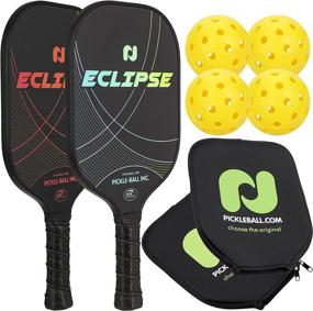 img 4 attached to 🏓 Champion Eclipse Pickleball Paddle 2 Paddle & Ball Set with 2 Paddles, 4 Outdoor Pickleballs, and 2 Paddle Covers - Polymer Honeycomb Core and Graphite Hybrid Composite Face