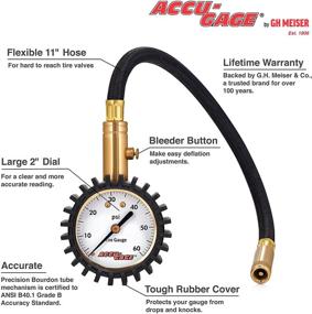 img 3 attached to 📏 Enhanced Accu-Gage RH60X Tire Pressure Gauge (60 PSI) with Rubber Guard for Professional Use, Featuring Straight Chuck