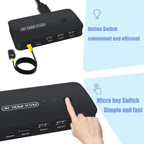 img 1 attached to 💻 USB HDMI KVM Switch 2 Ports: Share Monitor, Keyboard, Mouse, and More with 2 PCs | 4K×2K@30hz Support