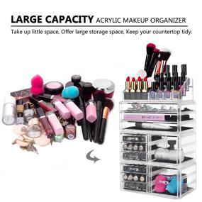 img 3 attached to 🗄️ HBlife Acrylic Makeup Organizer and Jewelry Display Box with 11 Drawers, 9.5" x 5.4" x 15.8", 4 Piece Set, Clear