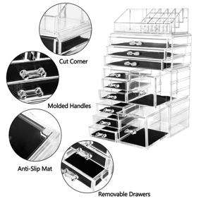 img 1 attached to 🗄️ HBlife Acrylic Makeup Organizer and Jewelry Display Box with 11 Drawers, 9.5" x 5.4" x 15.8", 4 Piece Set, Clear